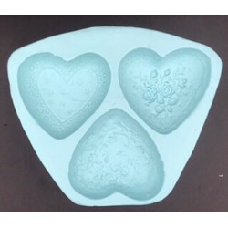 Forma de Silicone Trio Corações cód.  FS1448