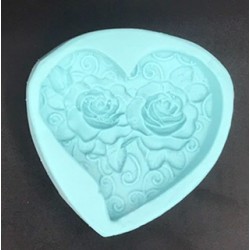 Forma de Silicone Coração Rosas  cód.  FS1459