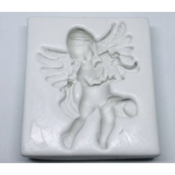 Forma de  Silicone Medalhão Anjo com Harpa   -  cód. FS1300
