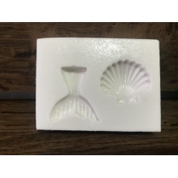 Forma de  Silicone Mini Calda de Sereia e Concha  cód. FS1195