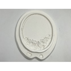 Forma de Silicone - Moldura  Oval Corrente e Flores - cód.FS2072