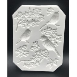 Forma de Silicone Passarinhos e Flores P cód.  FS1394
